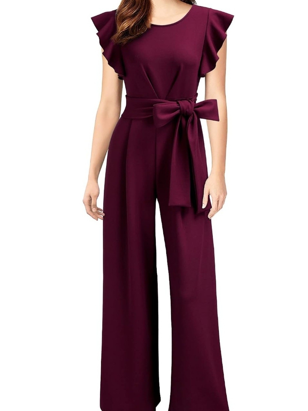 Ruffle Sleeve Wide-Leg Jumpsuit